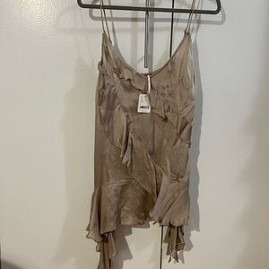 Free People Beige Ruffle Camisole